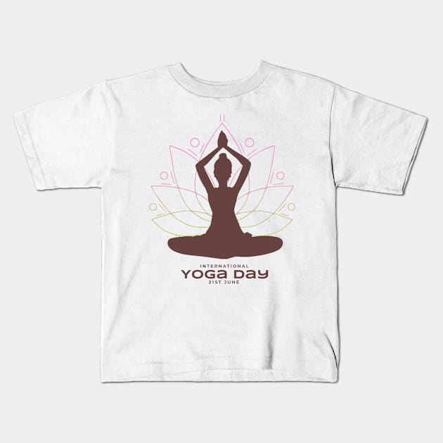Yoga Serenity: Celebrating Yoga Day Kids T-Shirt by PG